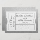 VIP Pass 25. Jubiläum Ticket Imitate Silver Einladung (Vorne/Hinten)