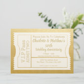 VIP Pass 50th Anniversary Ticket Imitate Gold Einladung (Stehend Vorderseite)