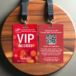 VIP-Pass-Abzeichen | Custom Red Bokeh QR Code & Lo Ausweis