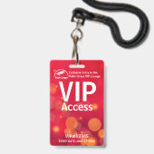 VIP-Pass-Abzeichen | Custom Red Bokeh QR Code & Lo Ausweis (Vorderseite mit Schlüsselband)