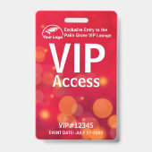 VIP-Pass-Abzeichen | Custom Red Bokeh QR Code & Lo Ausweis (Vorderseite)