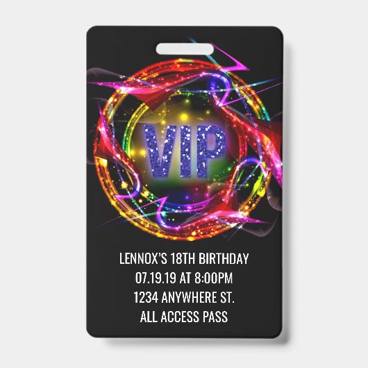 VIP Pass Abzeichen Einladung zum Geburtstag Ausweis (Vorderseite)