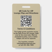 VIP-Pass-Abzeichen | Kundenspezifischer QR-Code un Ausweis (Rückseite)