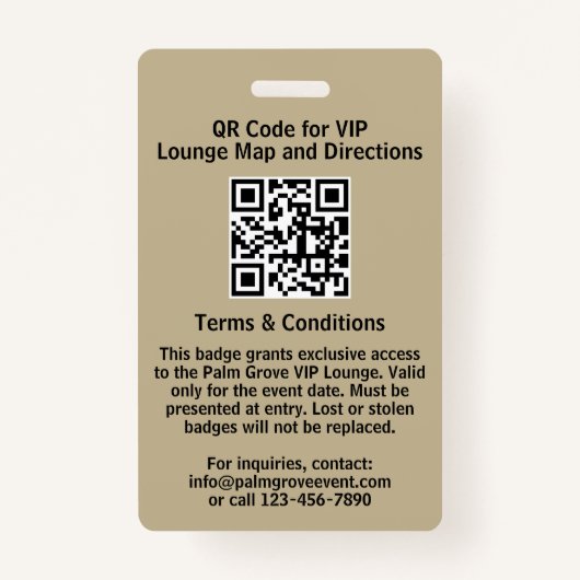 VIP-Pass-Abzeichen | Kundenspezifischer QR-Code un Ausweis (Rückseite)