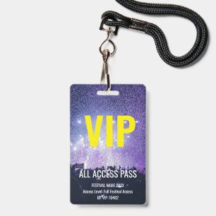 VIP-Pass All-Access-Musikfestival-Konzert Gelb Ausweis