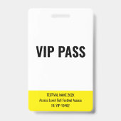 VIP-Pass Backstage Musikfestival Weiß Ausweis (Vorderseite)