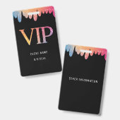 VIP Pass Black Modern Glitzer Ausweis (Vorder- & Rückseite)