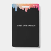 VIP Pass Black Modern Glitzer Ausweis (Rückseite)