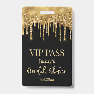 VIP-Pass, Brautparty Schwarz Gold tropfender Glitt Ausweis