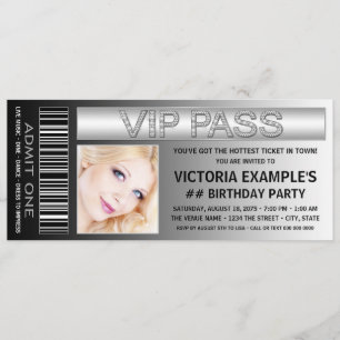 VIP-Pass-Eintrittskarte Geburtstagsparty Einladung