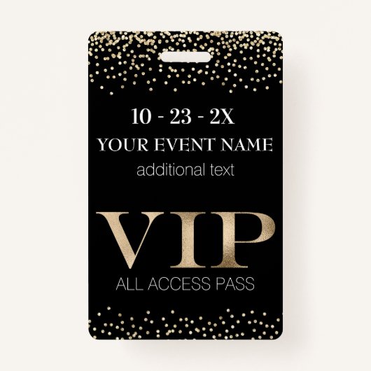 VIP-Pass für Black and Gold Events Ausweis (Vorderseite)