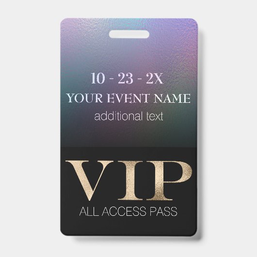 VIP-Pass für Schwarze und Holografische Ereignisse Ausweis (Front)