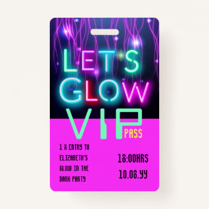 VIP Pass Glow in Dunklem Party Einzigartige INVITA Ausweis