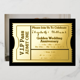 VIP Pass Golden Wedding Anniversary Ticket Folieneinladung