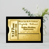VIP Pass Golden Wedding Anniversary Ticket Folieneinladung (Stehend vorne)