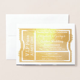 VIP Pass Golden Wedding Anniversary Ticket Folienkarte