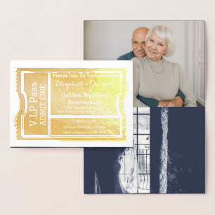 VIP-Pass Goldenes Hochzeitsticket  Folienkarte