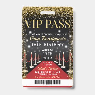 VIP Pass Hollywood Red Carpet Einladung zum Geburt Ausweis