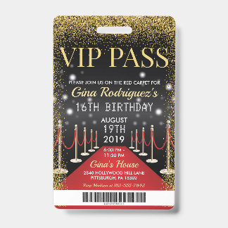 VIP Pass Hollywood Red Carpet Einladung zum Geburt Ausweis