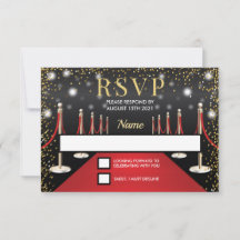 VIP Pass Hollywood Red Carpet Geburtstag RSVP Card
