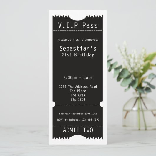 VIP Pass Party Eintrittskarte Einladung (Stehend Vorderseite)