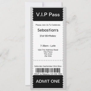 VIP Pass Party Eintrittskarte Einladung