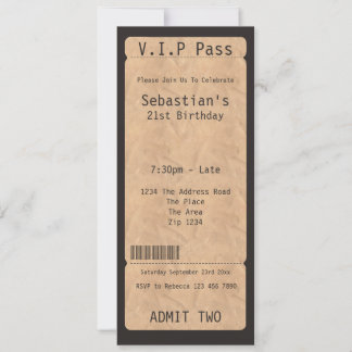 VIP Pass Party Eintrittskarte Einladung