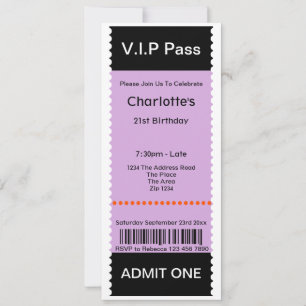 VIP Pass Party Eintrittskarte Einladung