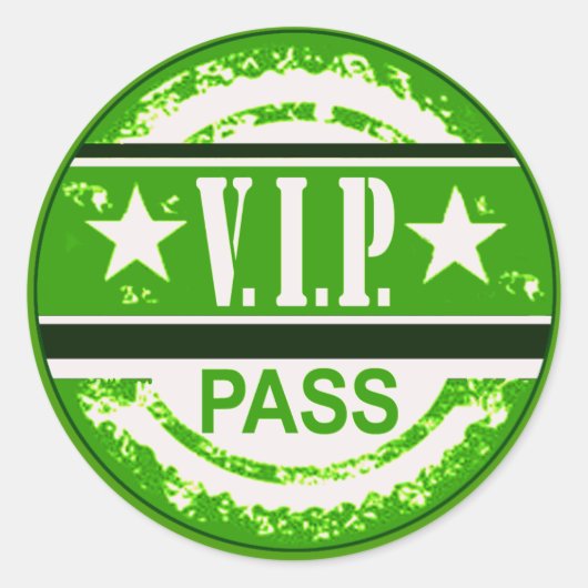 VIP Pass Party Sticker (grün) (Vorderseite)