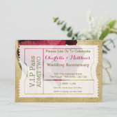 VIP Pass Party Ticket Rote Rose Einladung (Stehend Vorderseite)