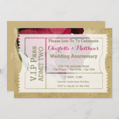 VIP Pass Party Ticket Rote Rose Einladung (Vorne/Hinten)