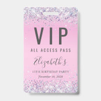 VIP Pass Pink Glitzern Birthday Party