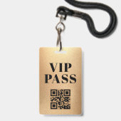 Vip Pass qr Code minimalistisches modernes Gold Ausweis (Vorderseite mit Lanyard)