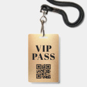Vip Pass qr Code minimalistisches modernes Gold Ausweis (Rückseite mit Lanyard)