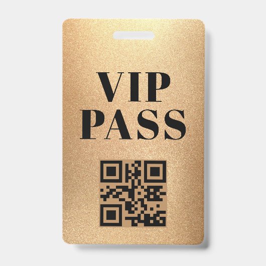 Vip Pass qr Code minimalistisches modernes Gold Ausweis (Vorderseite)