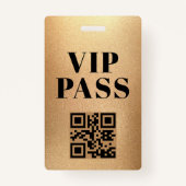 Vip Pass qr Code minimalistisches modernes Gold Ausweis (Rückseite)