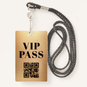 Vip Pass qr Code minimalistisches modernes Gold Ausweis (Rückseite mit Schlüsselband)