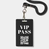 vip pass qr minimalistischer moderner Schwarz-weiß Ausweis (Rückseite mit Lanyard)