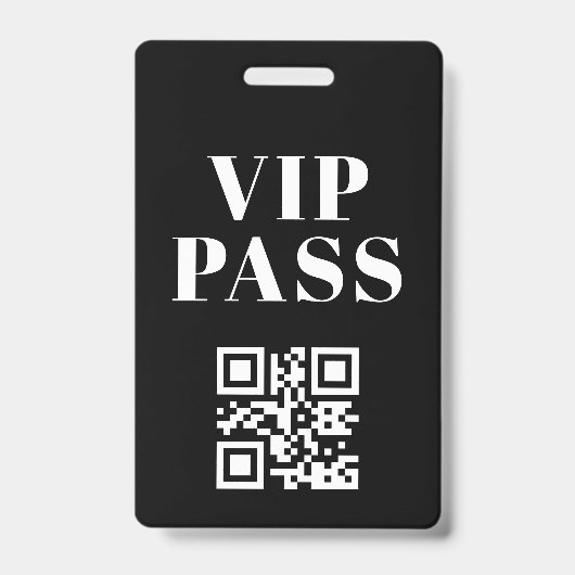 vip pass qr minimalistischer moderner Schwarz-weiß Ausweis (Vorderseite)