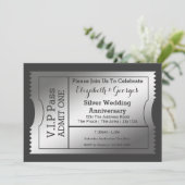 VIP Pass Silver Wedding Anniversary Ticket Einladung (Stehend Vorderseite)