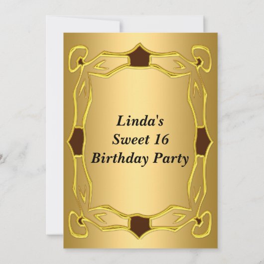 VIP Pass Sweet 16 Birthday Party Gold Einladung (Rückseite)