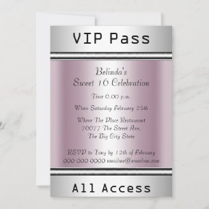 VIP-Pass Sweet 16 Geburtstagsfeier Weiß Pink Einladung