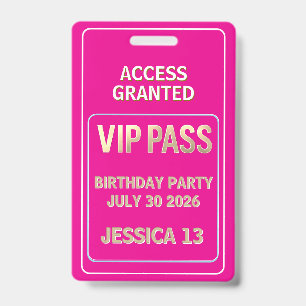 VIP-Pass Teenager-Geburtstag Ausweis