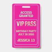 VIP-Pass zum Geburtstag Ausweis (Rückseite)