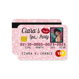 VIP Pink Glitzer Foto Party Kreditkarte Mitteilungskarte