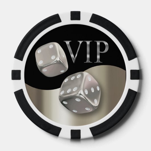 VIP Rolling Dice Las Vegas silberschwarz Pokerchips (Vorderseite)