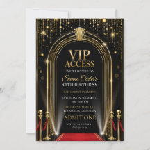 VIP-Rotkarpetten Hollywood Gold Geburtstagseinladu