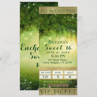 VIP Sweet 16 Party Ticket für den verzauberten grü Einladung