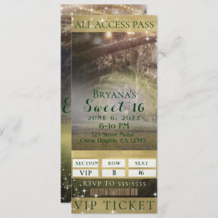 VIP Sweet 16 Party Ticket für verzauberte Waldlich Einladung