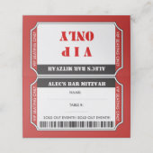 VIP-TICKET Bar Mitzvah Tischfahrkarte Platzkarte (Außenseite Aufgefaltet)